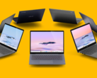 在谷歌新的Chromebook Plus 计划下生产的 Chromebook 比通常在 ChromeOS 世界中看到的规格更强。(图片：谷歌 Chrome 浏览器、英特尔、AMD 和 Ryzen 标识，有删改）