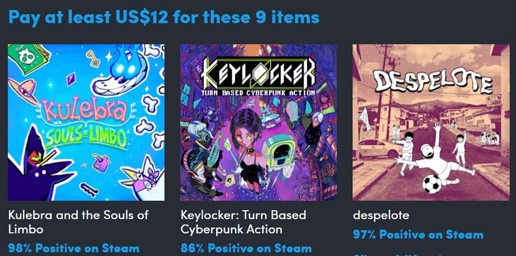 装饰图片。支付 12 美元可获得 9 件商品（图片来源：Humble Bundle）