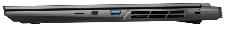 右侧MicroSD 读卡器、Thunderbolt 4/USB 4 (USB-C；Power Delivery、DisplayPort)、USB 3.2 Gen 1 (USB-A)、电缆锁插槽