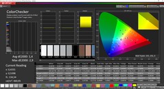 CalMAN ColorChecker（目标色彩空间DCI-P3）。