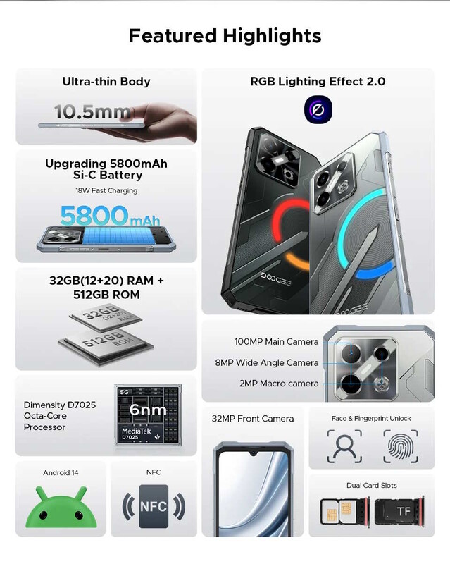 Blade GT Pro 配备联发科处理器和大屏幕边框（图片来源：Doogee）