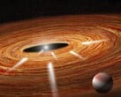 一幅艺术家绘制的插图,展示了一颗行星和一颗恒星。