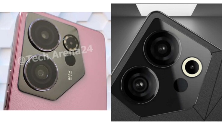据称是Camon 20 Premier 5G的实拍图（左），右边是其所谓的黑色版本的渲染图。(来源：TheCluesTech)