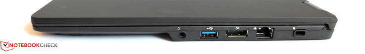Right: 3.5-mm jack, 1x USB 3.0 Type-A, DisplayPort, Ethernet, Kensington lock slot