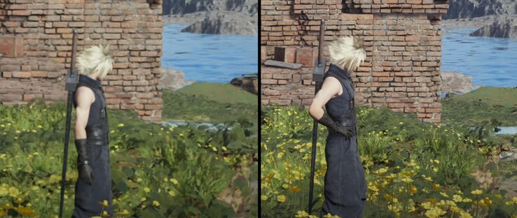 索尼 PS5 与 PS5 Pro 在性能模式下的对比--质量上确实存在巨大差异。(图片来源：Digital Foundry via YouTube）