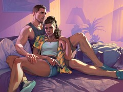 GTA 6》的官方图画，展示了两位主角杰森和露西亚。(图片来源：Rockstar）