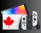 带有加拿大枫叶的任天堂 Switch OLED（图片来源：加拿大任天堂公司，有编辑）