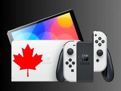 带有加拿大枫叶的任天堂 Switch OLED（图片来源：加拿大任天堂公司，有编辑）