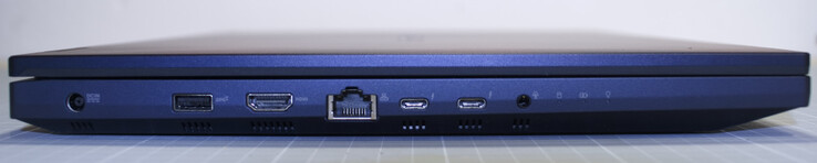 电源空心插座；USB Type-A 3.1 Gen 2；LAN（RJ45）；2个USB Type-C，带Thunderbolt 4和PowerDelivery；3.5毫米组合音频