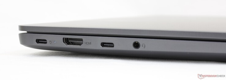 左边：USB-C 2.0 (Power Delivery), HDMI 1.4b, USB-C 2.0, 3.5 mm 组合音频