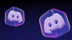 带有 Discord Clyde 标志的 3D 半透明立方体图标