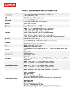 ThinkPad L13 6 代的主要规格（图片来源：联想）