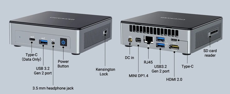 Geekom MiniAir 12 的外部端口（来源：Geekom）