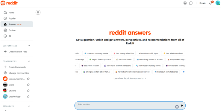 Reddit 答案页面（图片来源：Reddit/Antony Muchiri）