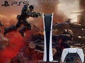 战争机器：E-Day》图样，带 PS5 徽标和游戏机。