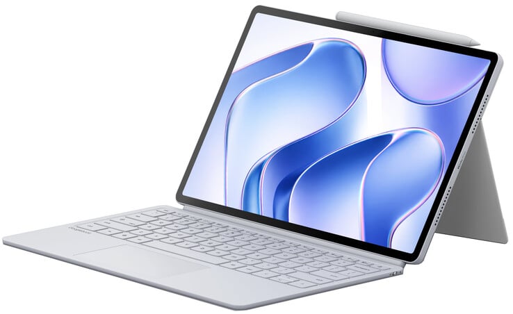配备可拆卸键盘、支架和 Pen Pro 的 Googlebook Duet m。