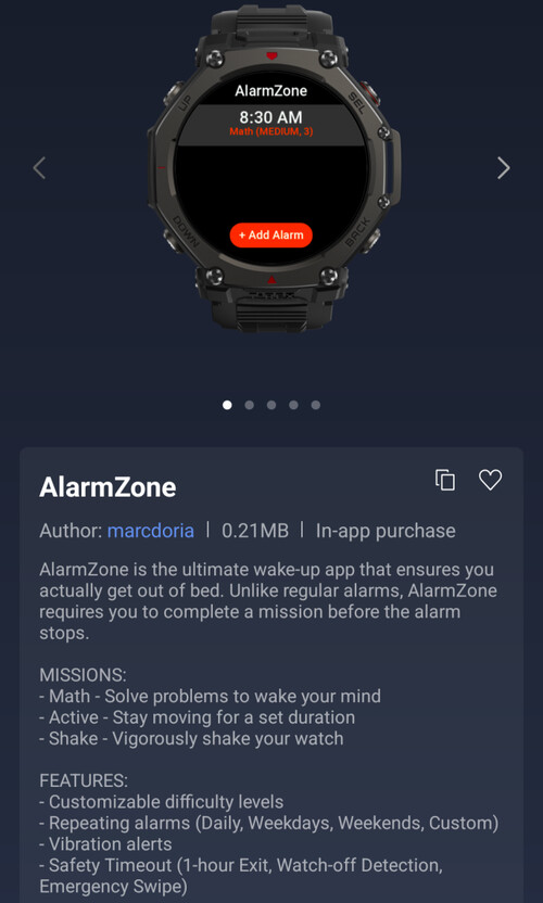 用于 Amazfit 智能手表的 AlarmZone Mini 应用程序