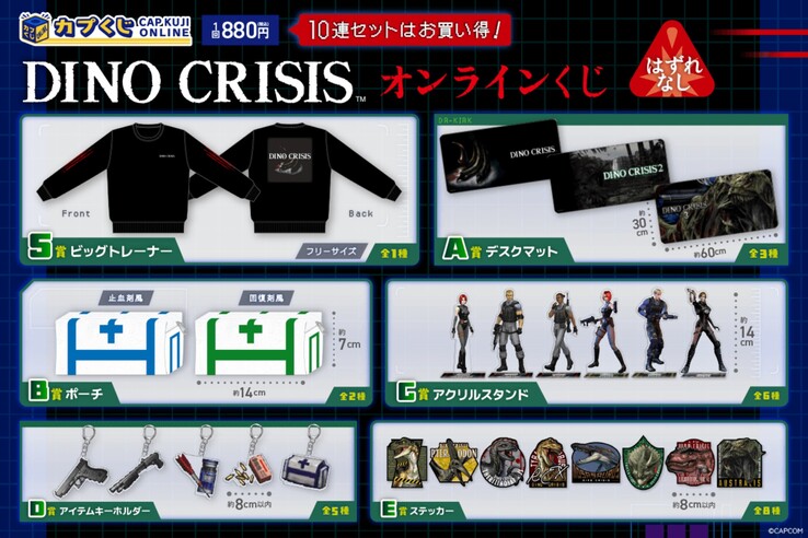 图为日本彩票中奖的《恐龙危机》商品（图片来源：Capcom）