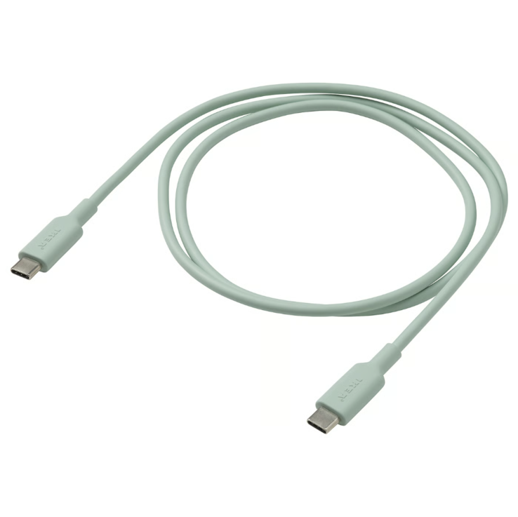 IKEA Sittbrun USB-C to USB-C 电缆,浅绿色。(图片来源:宜家)