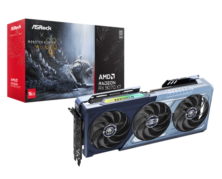 图为限量版 AMD Radeon RX 9070 XT 怪物猎人荒野版 16GB（图片来源：华擎）