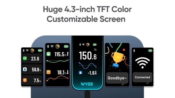 Wyze Scale Ultra 有一个彩色大屏幕，用于显示健康指标。(图片来源：Wyze）