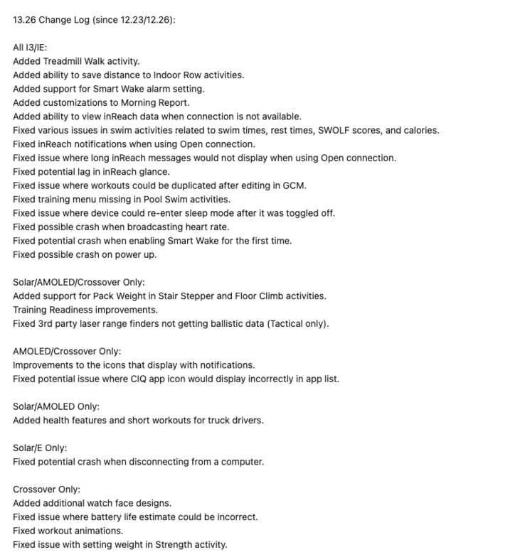 Garmin 系统软件 13.26 的更改日志