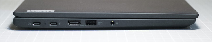 左侧：2 x USB-C（Tunderbolt 4 + PowerDelivery）；HDMI，USB Type-A 3.2 Gen 1；3.5毫米耳机插孔