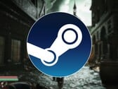 一张展示 Steam 标志和游戏 Steelrising 的图片，该游戏现享 90% 折扣。