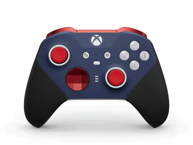 红蓝两色的 Xbox Elite 无线控制器 2 系列核心。