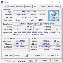 联想ThinkBook 13x G1 - CPUz