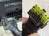 图中显示的烧毁的华擎TempGuard电源接口，其电源线有损坏
