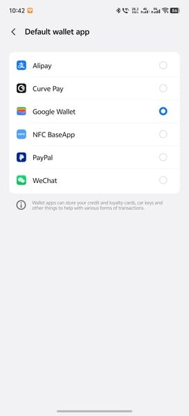 Google Wallet 早已被设为默认选项。