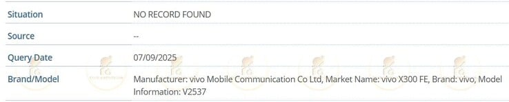 vivo X300 FE 出现在 IMEI 数据库中，确认其型号为 V2537。(图片来源：Passionategeekz）