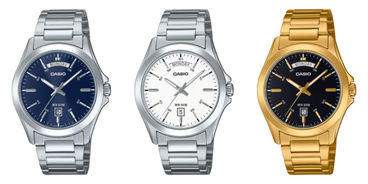 从左至右：卡西欧 MTP-1370D-2A2V、MTP-1370D-7A3V、MTP-1370G-1AV。(图片来源：卡西欧）