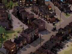 一张展示 City of Gangsters 中几栋建筑的图片，该游戏现于 Steam 上享受 80% 折扣。
