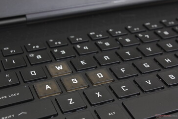 新的半透明 WASD 键让人想起华硕 ROG 笔记本电脑上的半透明 WASD 键