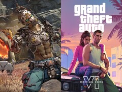 边境之地 4》（左）将于 9 月 12 日发售，《GTA 6》（右）还没有确切的发售日期。(图片来源：Steam 和 Take-Two 编辑）