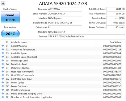ADATA SE920 支持 PCIe 4.0 x2