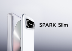 Tecno Spark Slim(如图)配备两个 5000 万像素摄像头。(图片来源:Tecno)