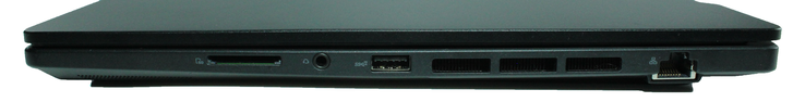 右侧。SD读卡器，3.5毫米音频，USB-A 3.2 Gen.2，千兆位网络
