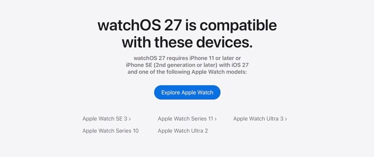 watchOS 27 只与少数智能手表兼容。