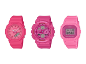 从左至右：卡西欧 G-Shock GMA-P2100PP-4A、GMA-S140PP-4A 和 GMD-S5610PP-4。(图片来源：G-Central）
