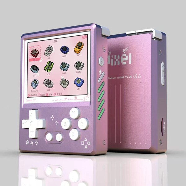 粉红色的 GKD Pixel 2 配有白色按钮。(图片来源：Keep Retro）