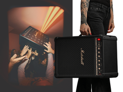 两幅马歇尔-布罗姆利 450 的图片--一幅是风格化的，一幅是手持的。