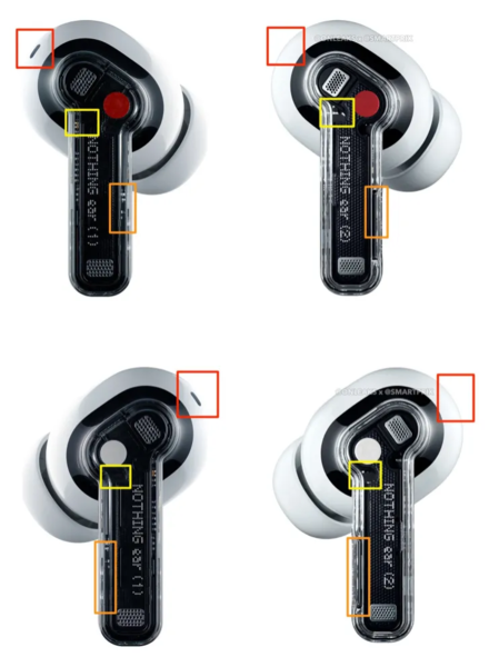 无耳（1）与无耳（2）的设计变化（图片来自Smartprix）。