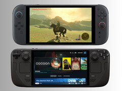 任天堂 Switch 2 位于 Steam Deck 的上方（图片来源：任天堂美国公司，Valve 有编辑）