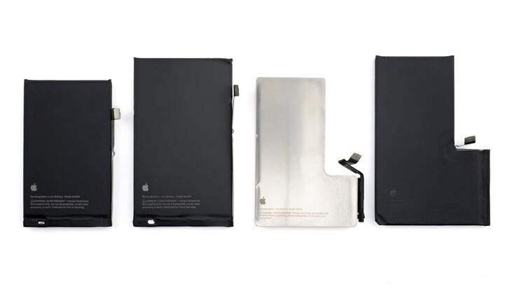 与 iPhone 16、iPhone 16 Plus 和 iPhone 16 Pro Max 不同，iPhone 16 Pro 的电池已经采用了铝制外壳（图片来源：iFixit）。