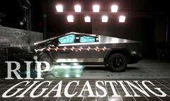 特斯拉 Cybertruck 在撞击时似乎会摧毁前铸件。(图片来源:Cybertruck on X)