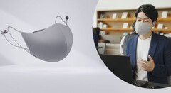 佳能 MD-100-GY 隐私通话口罩可使语音静音,从而避免旁人受到在线聊天的干扰。(来源:佳能日本)