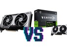 微星GeForce RTX 5060 Ti Ventus 2x OC Plus 16 GB（左）和 8 GB（右）版本。(图片来源：Mindfactory，已编辑）